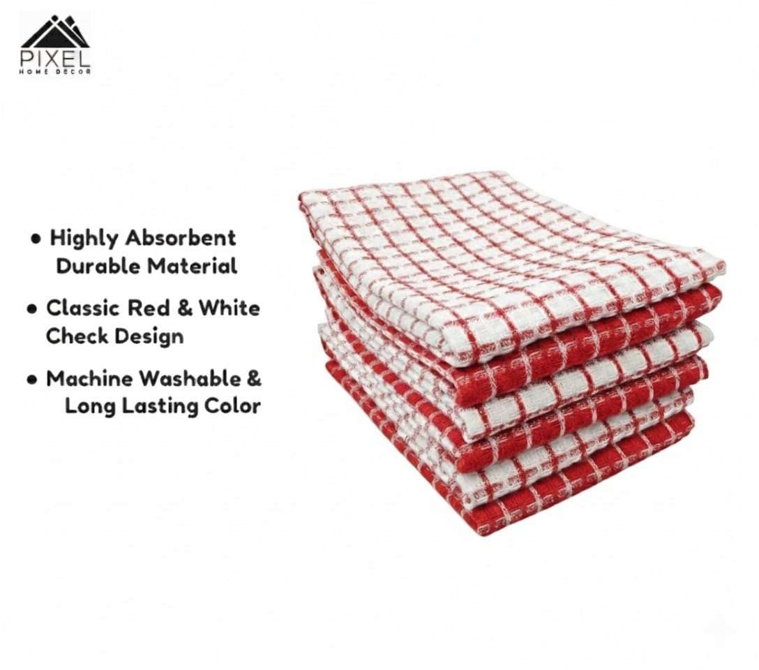 PIXELHOME Kitchen Cleaning Towel Premium Cotton Multi Purpose Waffle Towel (Pack of 6) 6