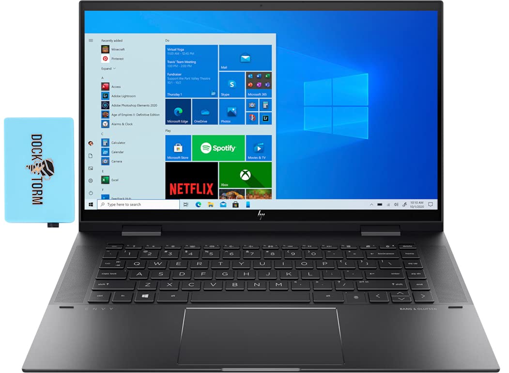 HP Envy x360 15 2in1 Laptop for Entertainmen (AMD Ryzen 7 5700U 8-Core, 16GB RAM, 1TB PCIe SSD, AMD Radeon, 15.6" Touch Full HD (1920x1080), Active Pen, WiFi, Win 11 Pro) with Hub