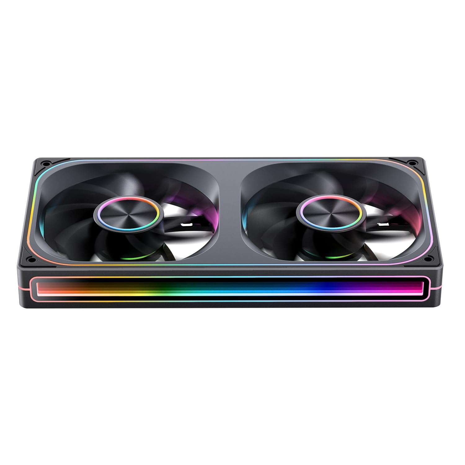 JONSBO ZA-240BR (Reverse) PC Case Fan,All(2)-in-One,Single Frame Unit with 2x120mm 3Pin ARGB Fans,PWM, Reverse Blade Silent with 4-Sides Infinity Mirror Fan,Aluminum Nameplate,28mm Thick Black 6