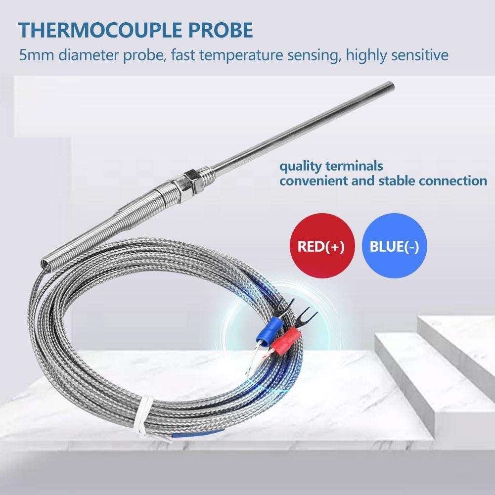 Thermocouple Temperature Sensors Wire K-Type M8 Thread 100mm / 3.9in Probe Length Temperature Range 0~400(4M),Thermocouple Thermometers and Probes 2