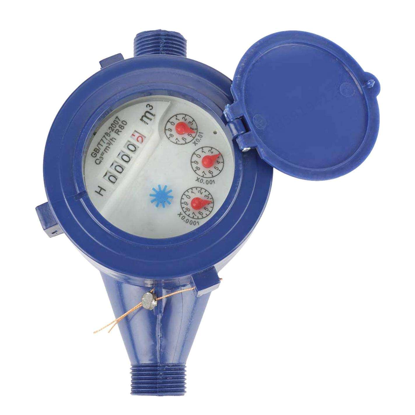 Sepikey Water Meter 1PC Blue Plastic DN15 Cold Water Meter Single Water Flow Dry Table Measuring Tool Water Meter for Garden Home 5