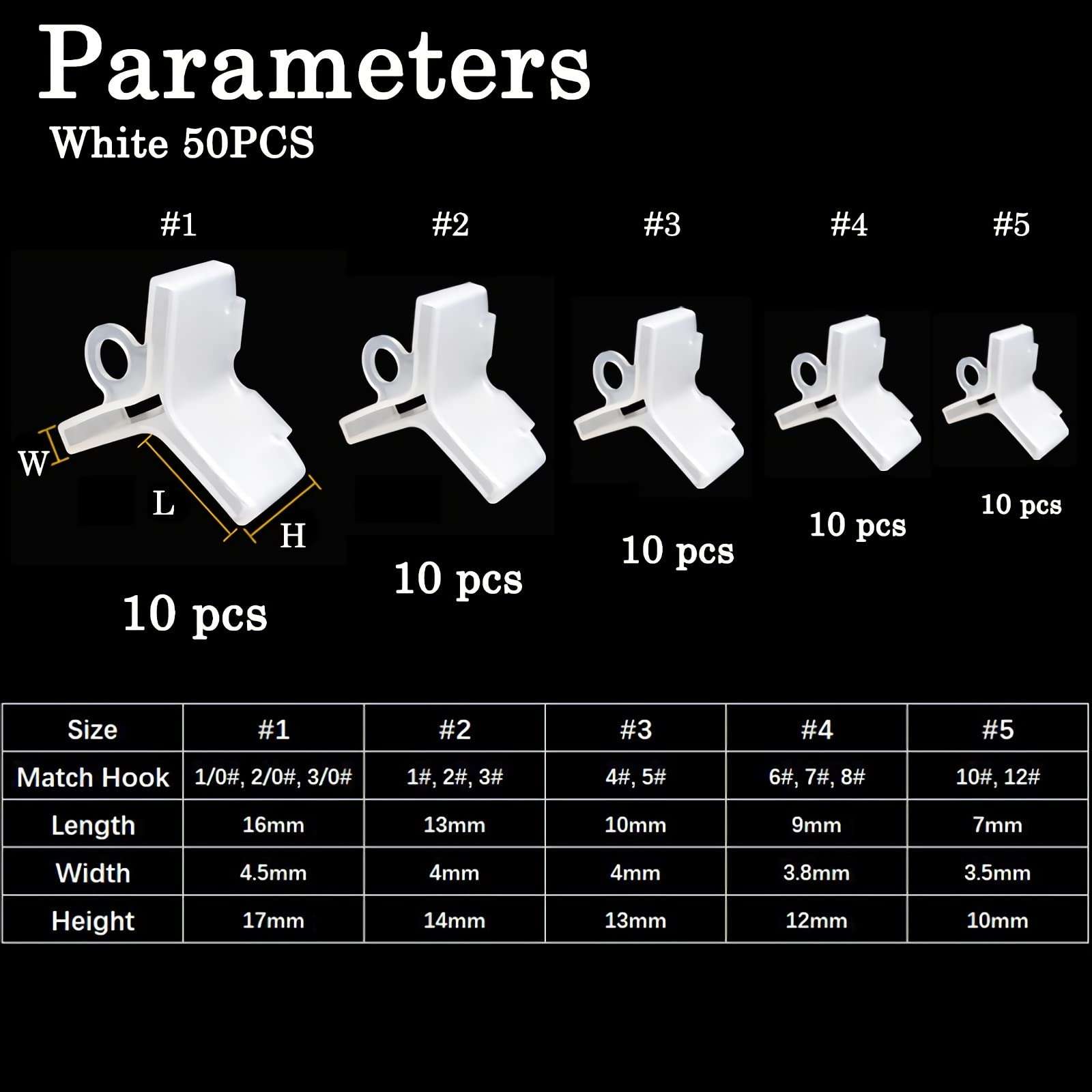 GaiRen 50 PCS Fishing Treble Hook Covers, Protector Bonnets for Fishing Lures 5Sizes 1# 2# 3# 4# 5# (White) 6