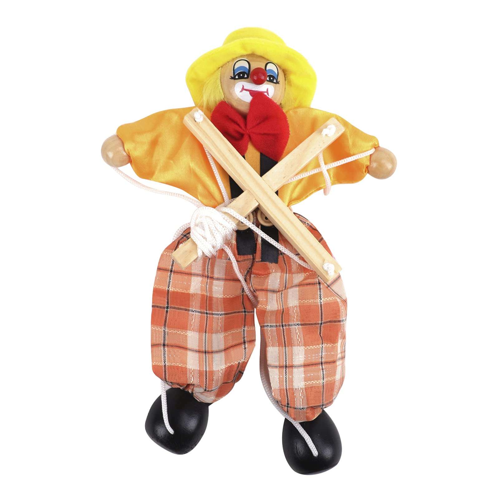 Fun Wooden Clown Marionette Pull String Puppet Vintage Decor for Family Men Women Pretend Play Puppetry Party 3