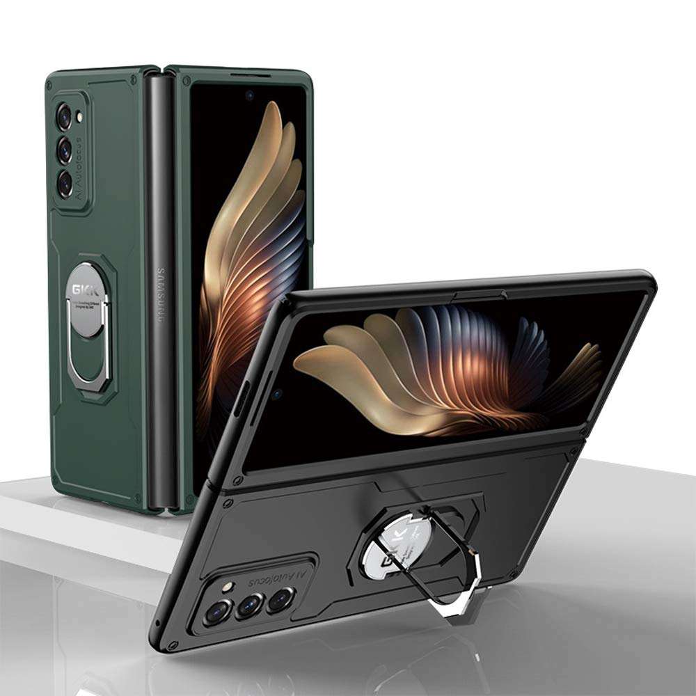 DOOTOO for Samsung Galaxy Z Fold 2 5G Case Luxury Hard PC Shockproof Armor with Ring Holder Full Protection Cover for Samsung Galaxy Z Fold 2 5G, Green 2