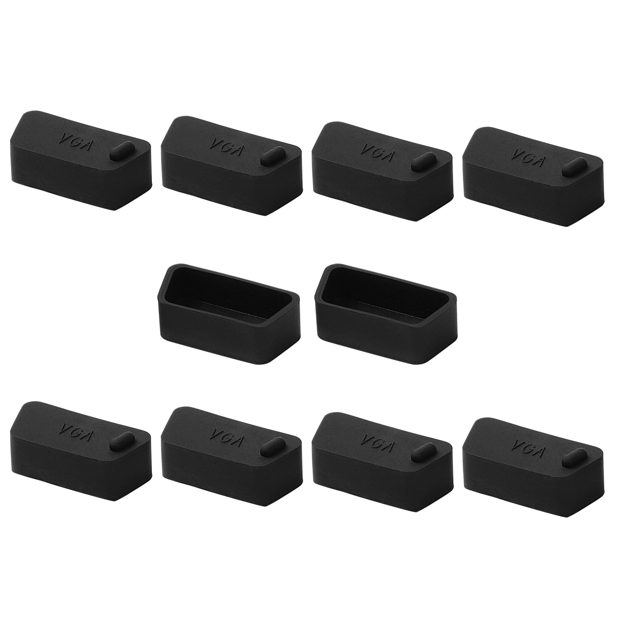 uxcell Silicone VGA Female Port Cover Anti Dust Cap, Port Plug Protector for D-Sub Serial 16mm x 9mm 10pcs Black 1