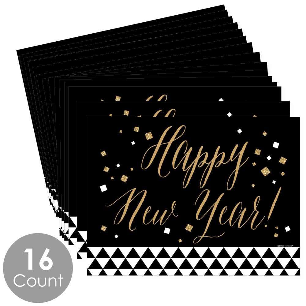 Big Dot of Happiness New Year’s Eve - Gold - Party Table Decorations - New Years Eve Party Placemats - Set of 16 3