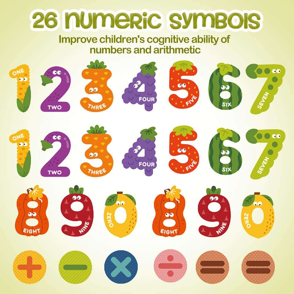 JCREN Jumbo Magnetic Fridge Magnets Stick Colorful Number Fruit Shape Math Learning Toy Set Preschool Recognition Counting Refrigerator for 3 4 5 Year Old Toddler Kids Boy Girl Gift 2