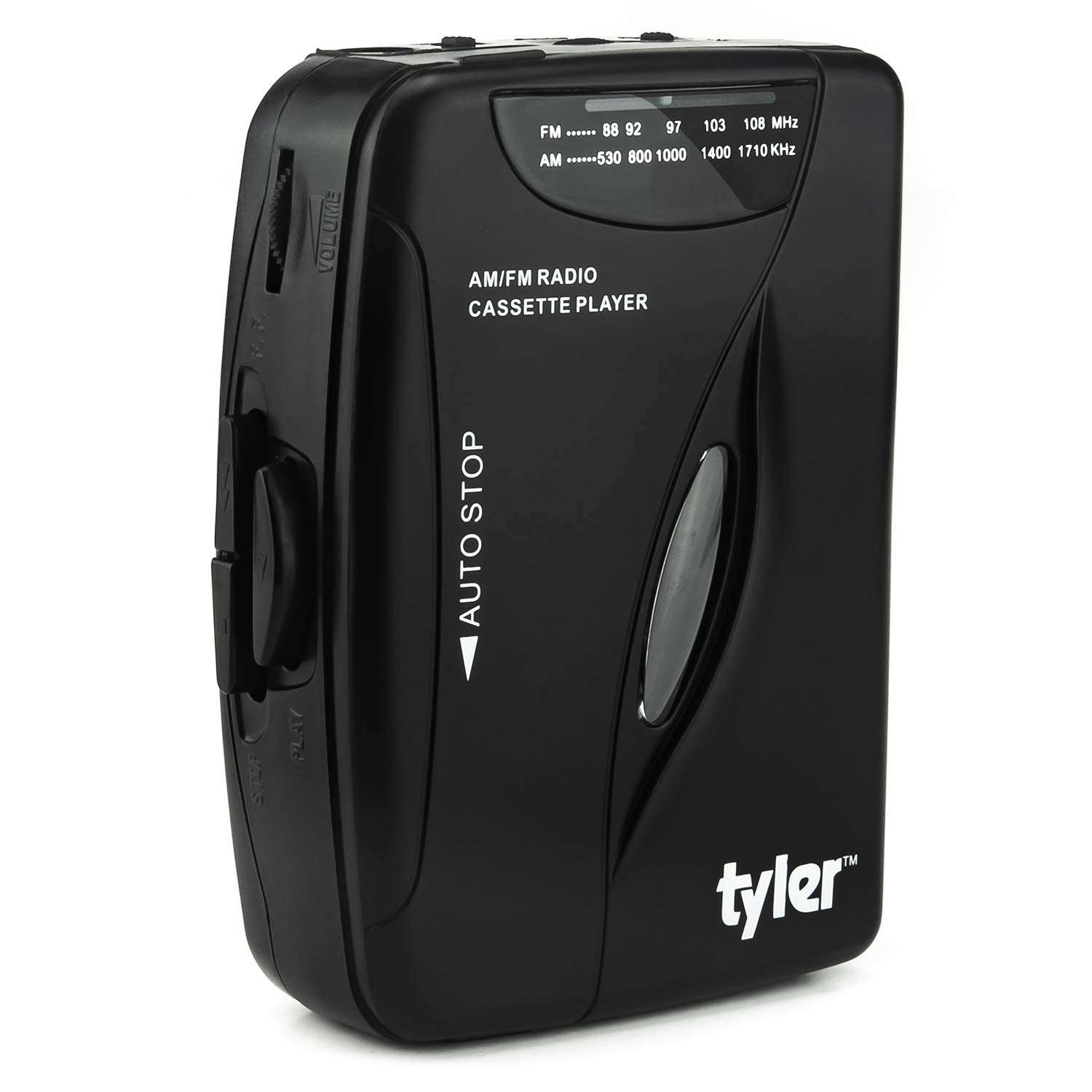Tyler TCP-02 Portable Stereo Cassette Player - Slim 7 x 5 x 2-Inch Listening Device with Tape Deck and Dual Band AM/FM Radio - Retro-Style Battery-Operated Music Tool with Sport Earbuds and Belt Clip 1