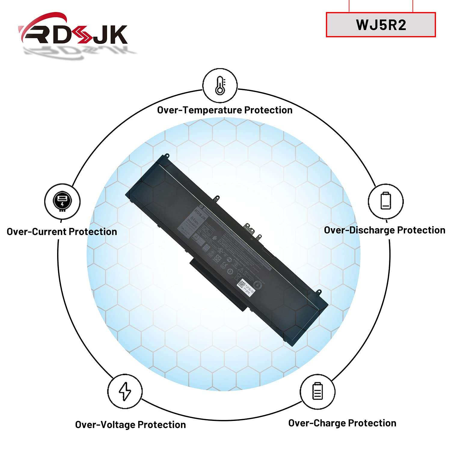 RDSJ WJ5R2 4F5YV Laptop Battery for Dell Latitude 5570 E5570 Precision 3510 M3510 Series Notebook 0G6LC G9G1H 04F5YV 0G9G1H K1G3K 11.4V 84Wh 6