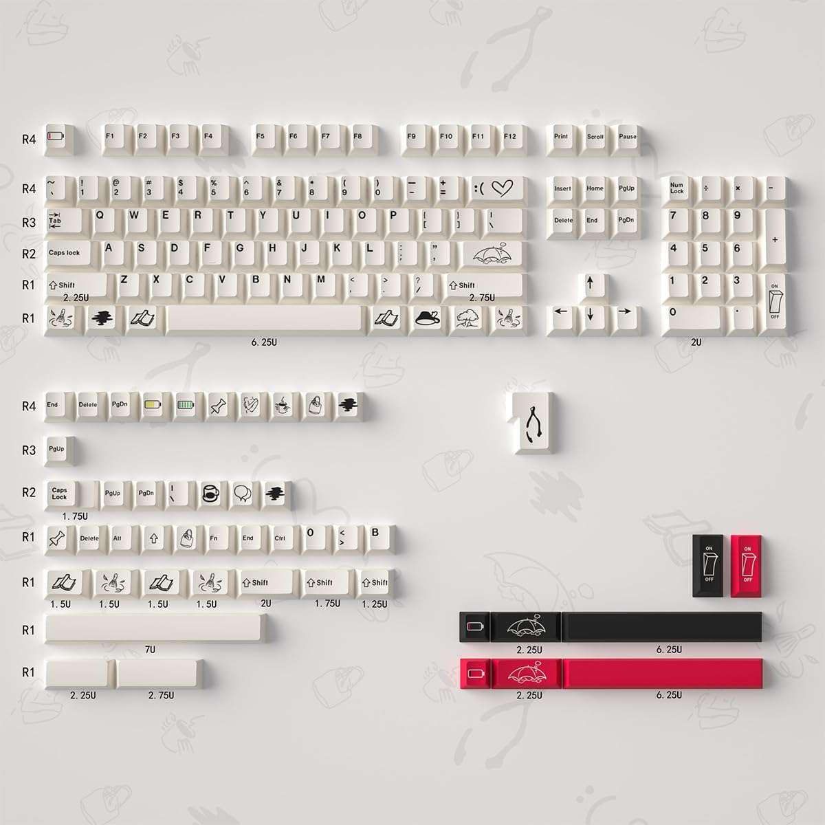 PBT Black White Retro Keycaps, Cherry Profile Keycaps, Custom Keyboard Keycaps Set,152 Keys Suitable for Cherry Mx Switch Keyboard 1
