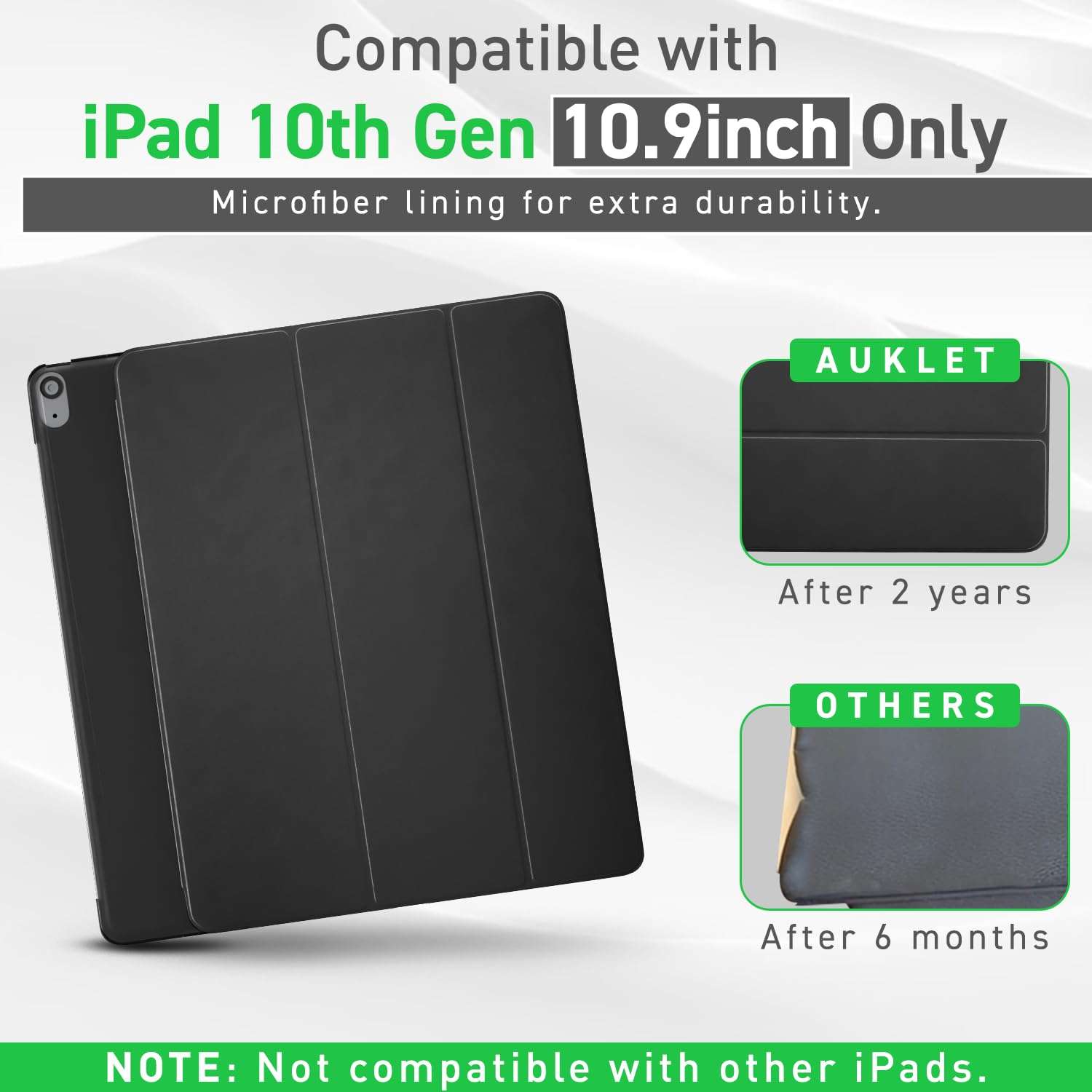 Auklet Classic Smart Case for iPad 10th Gen 10.9" (2022-2025) – Lightweight Trifold Stand Folio, Auto Sleep/Wake, Black 5