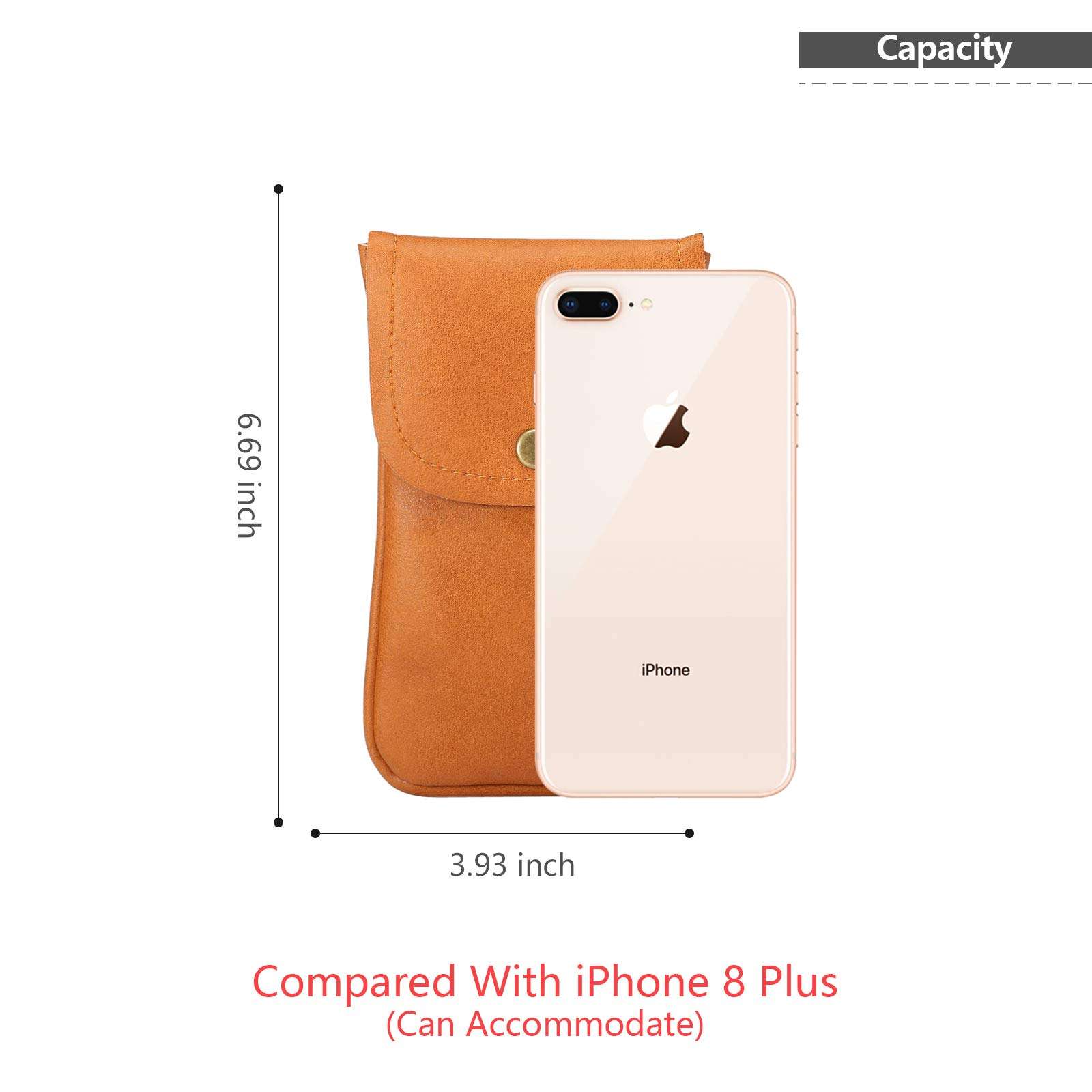 Cell Phone Neck Pouch, Techcircle PU Leather Carrying Bag with Credit Card Holder Adjustable Strap, Small Travel Purse for iPhone 11 XR XS Max SE 8 7 6 Plus, Galaxy S10 S7 Edge A10 J7, Moto G6 (Brown) 5