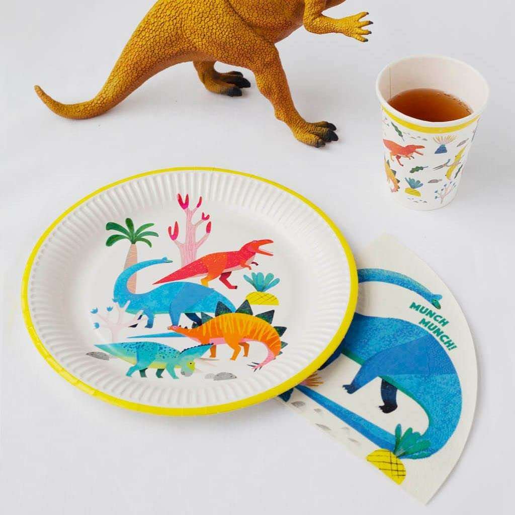 Talking Tables Dinosaur Paper Plate 23Cm 8Pk, Mixed colors 4