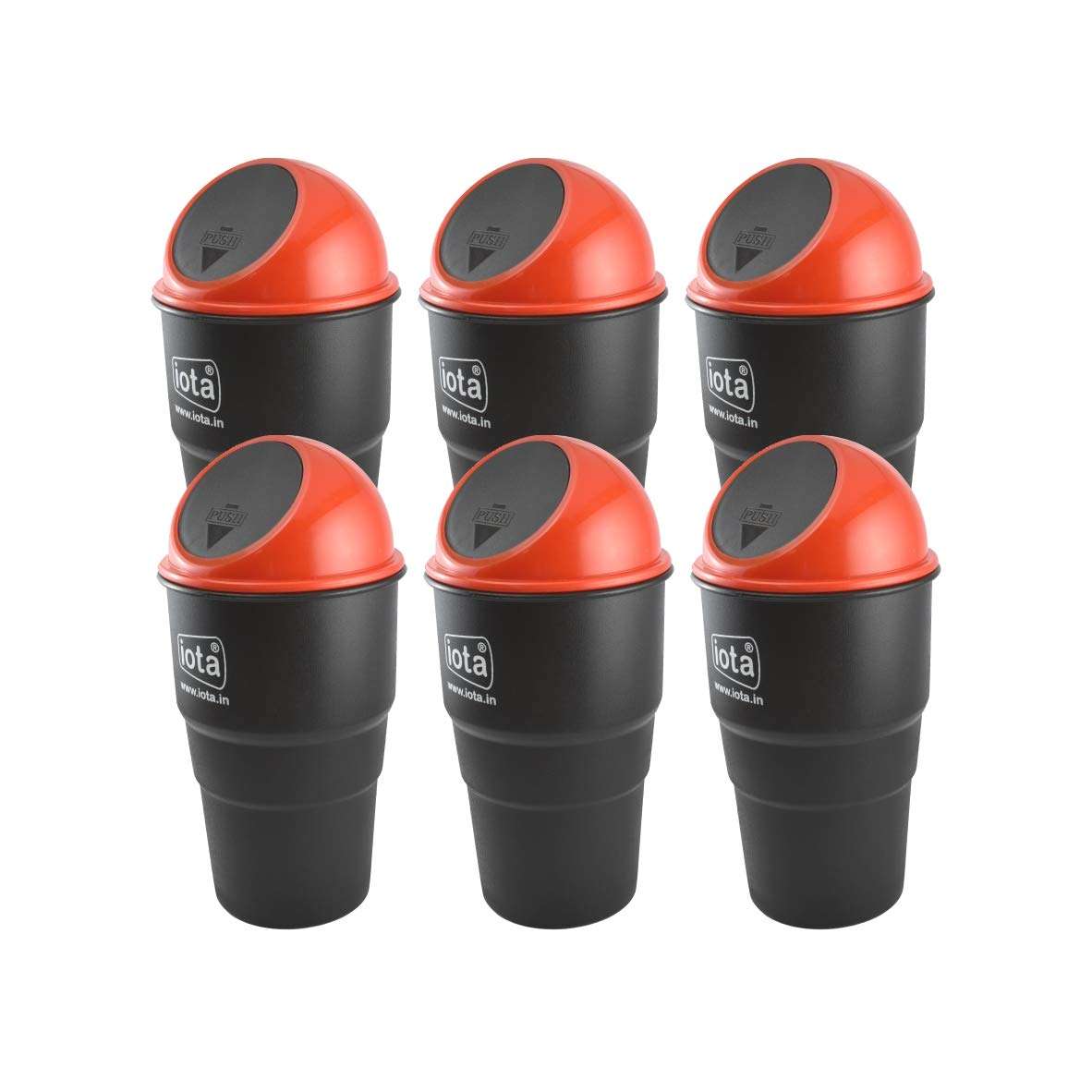 iota Mini Car Trash Bin Can Holder Dustbin (Red)(Pack of 6) made with virgin abs plastic