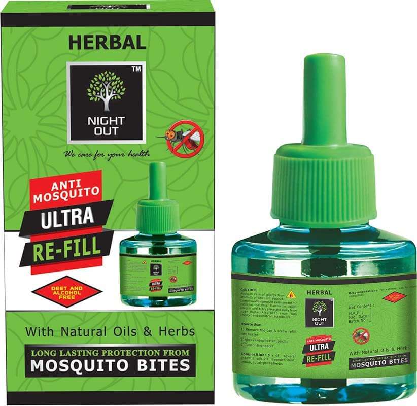 Night Out Herbal-Anti Mosquito-Ultra Refill Without Repellent Machine, Ultra Liquid Power, Long-Lasting Protective Action Against Insect Bites - Pack of 100 Combo (45ml Each)