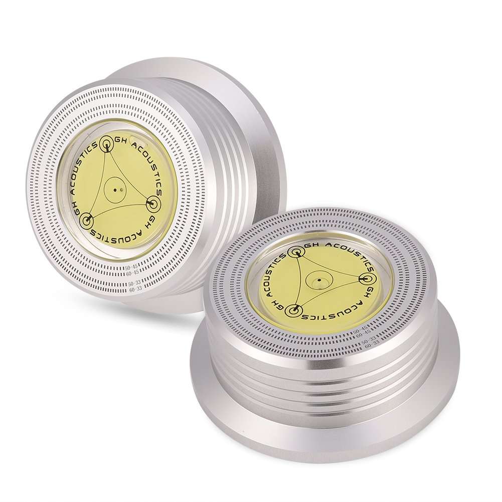 50/60Hz Disc Platten Stabilisator for LP Record Players, Aluminum Metal Turntable Balanced Record Weight Clamp(Silver) 4