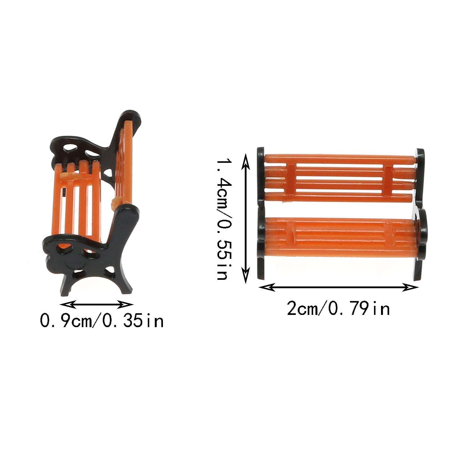 Maxmoral 10PCS Model Train Platform Park Street Seat Bench Chairs Park Bench Model for Model Train Landscape Railway 3