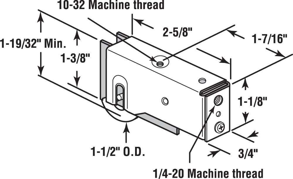 Prime-Line D 1831 1-1/2 In. Steel Ball Bearing Sliding Door Roller Assembly (Single Pack) 2