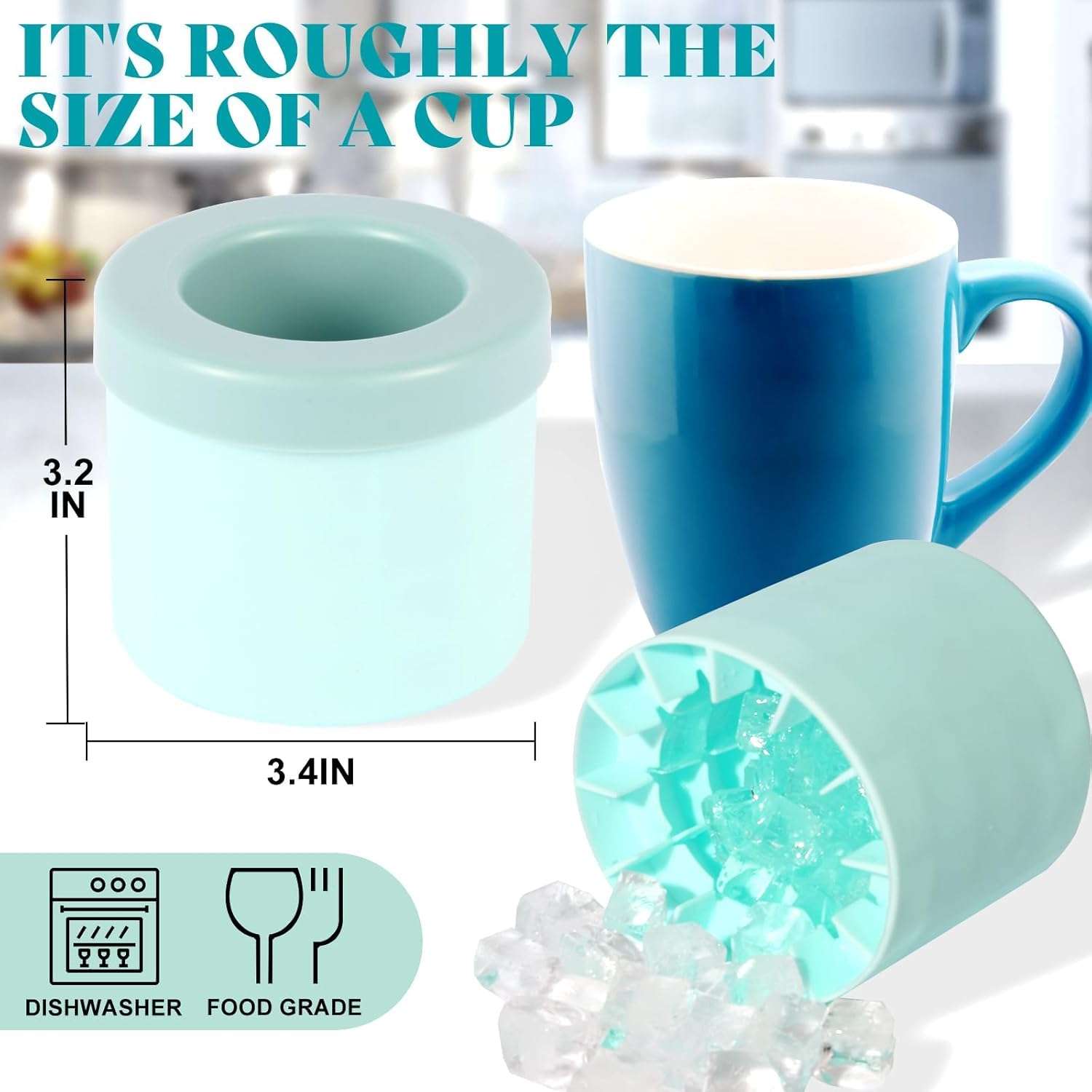 AVRIN 1 Pcs Ice Cylinder Tray | Flexible Silicone Small Ice Cube Molds with Easy Squeeze Release | 60 Mini Ice Cubes for Whiskey, Cocktails, Cold Drinks, Freezer Safe Ice Tray Set (Pack of 1,Cylinder) 3