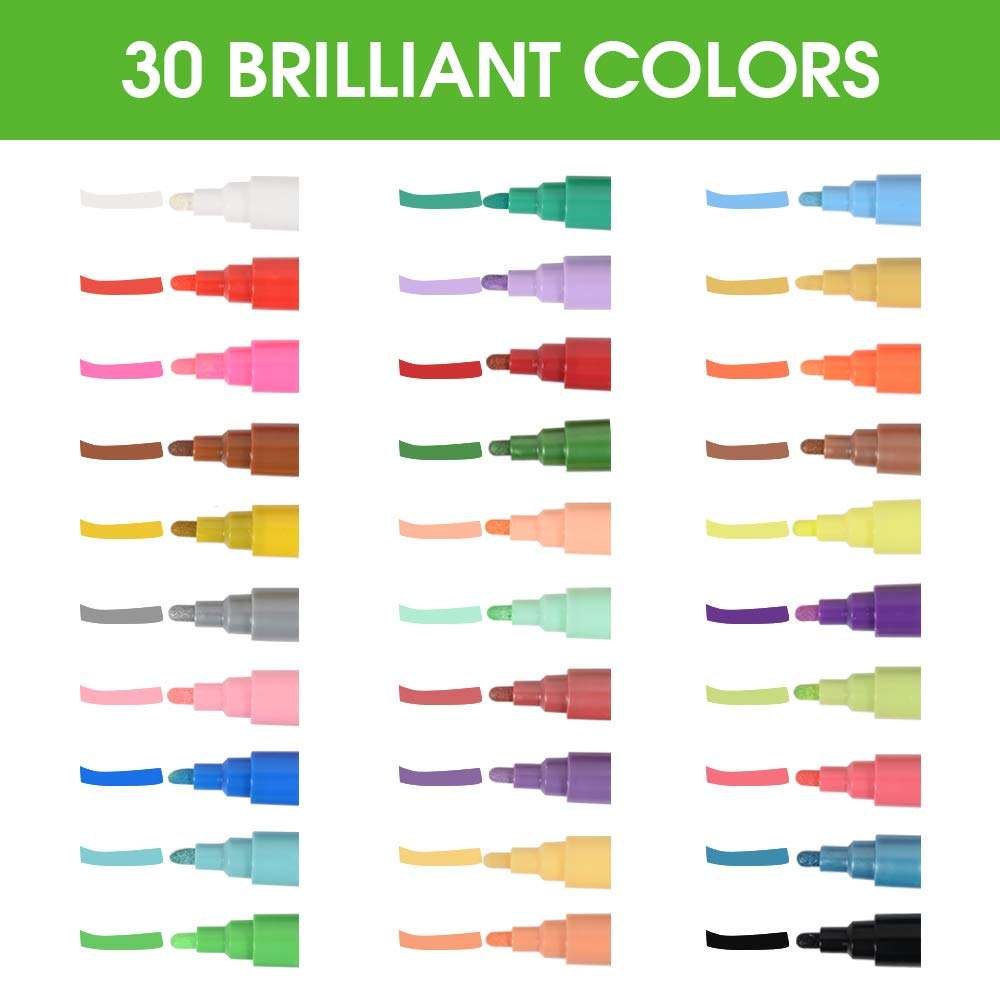 Tavolozza 30 Color Chalk Markers for Blackboards - Bold Color Dry Erase Marker Pens - Chalk Markers for Chalkboards Signs, Windows, Blackboard 2