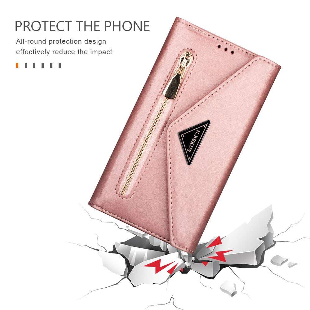 IVY Multi-Function Fashion Zipper Bag Wallet Case for Samsung Galaxy S20 FE [Wrist & Bag Strap][Kickstand Flip Case] - Blue 3