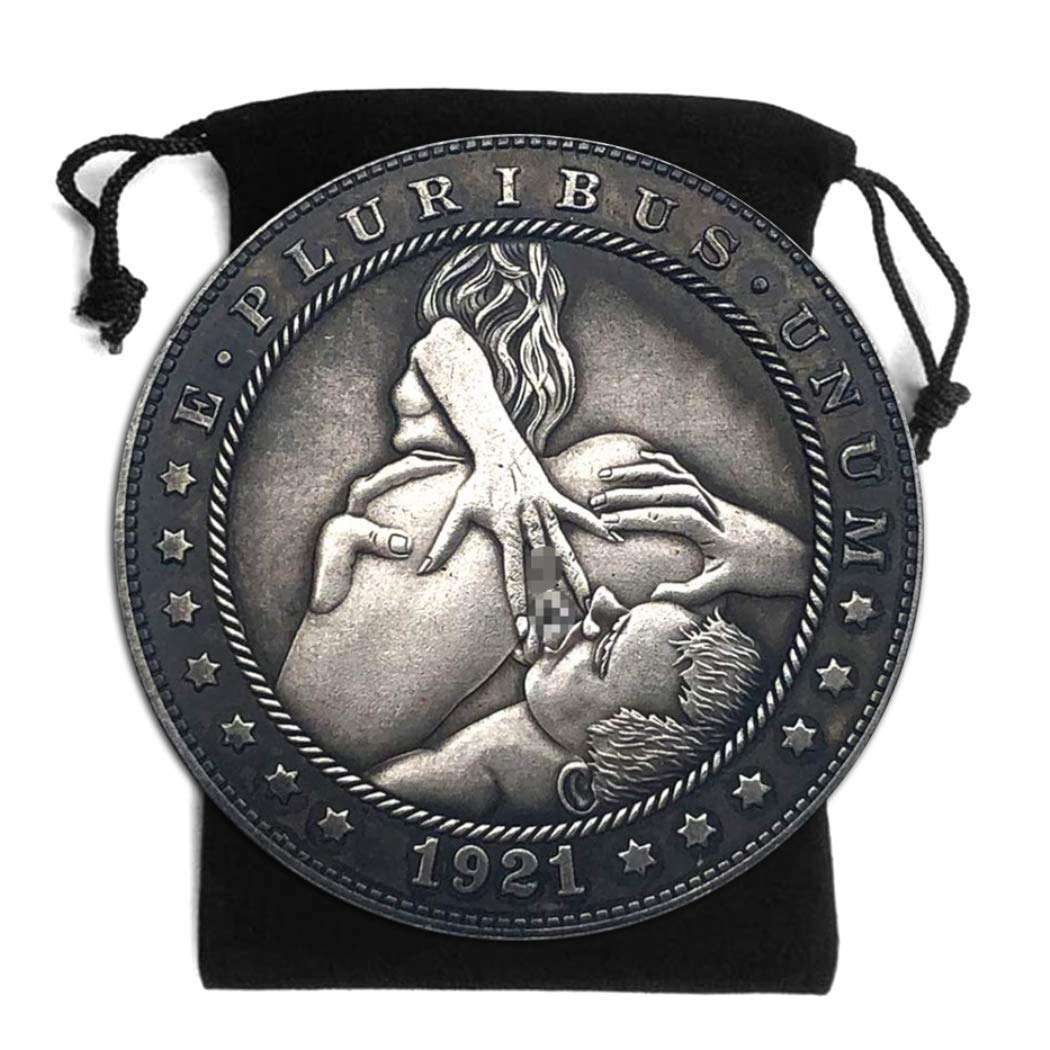 MOMOKY 1921 Challenge Coin The Taste of Love Hobo Coin Collecting-Funny Adult Toy Arts Naked Souvenir Old Coins-American Liberty Eagle Lucky Morgan Coin Discovery Collection Silver 6