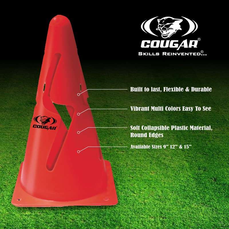 COUGAR Cone Marker, Cone Marker Set, Collapsible Cone Markers with Holes, Agility Cones, 9 Inch Agility Cone Marker Set (Pack of 8) 3