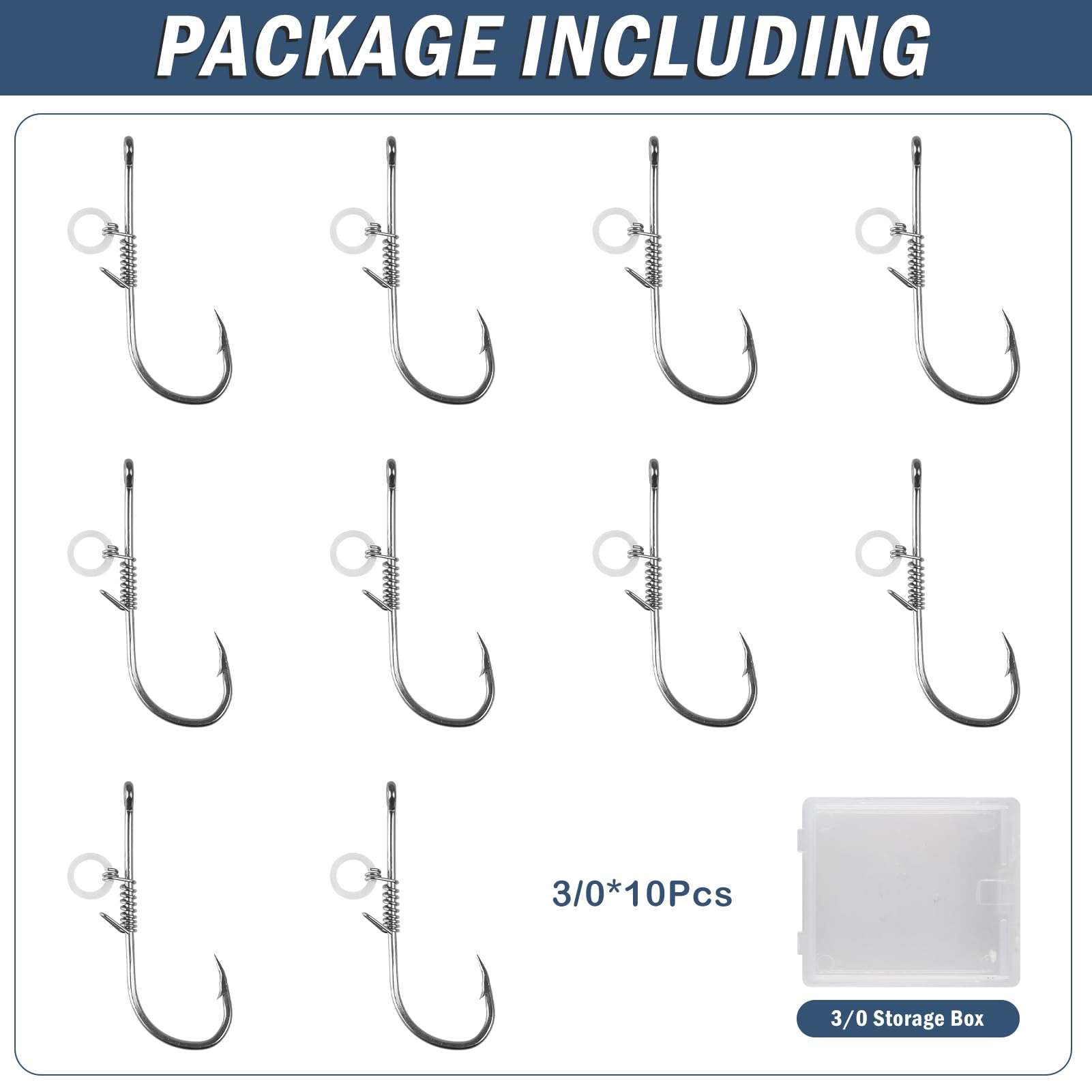 10 PCS Fishing Hooks, Live Shrimp Hooks, Carbon Steel Barbed with Holes, 3/0 Live Shrimp Fixed Hooks, Catfish Bass Fishing Hooks Set Fishing Accessories Fishing Gear Strong Barbed Hook 4