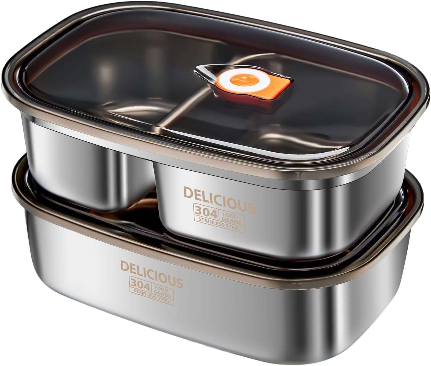 LOOKMINT Stainless Steel Bento Box Adult 2 Pack, 1.2L+1.7L Leakproof Metal Bento Box with Airtight lid, Lightweight 304 Stainless Steel Lunch box for Men/Women,Suitable for Picnic, Work, Outside 1