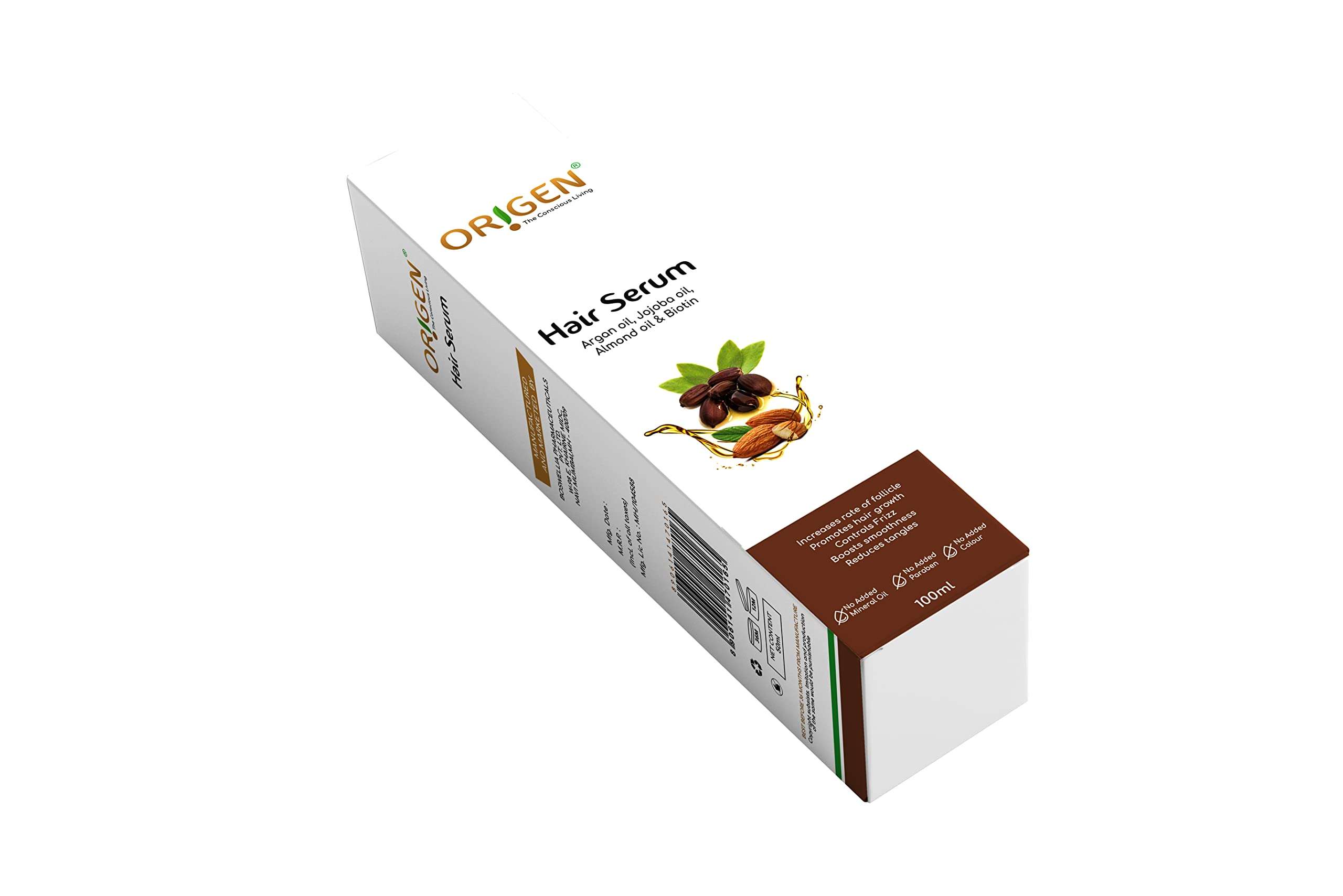 ORIGEN Hair Serum (100ml) | With Argan Oil, Jojoba oil,Almond oil & Biotin | Controls Hair Fall & Strengthens Hair Strands | For Men & Women | Lightweight, Non-Sticky & Sulphate Free 5