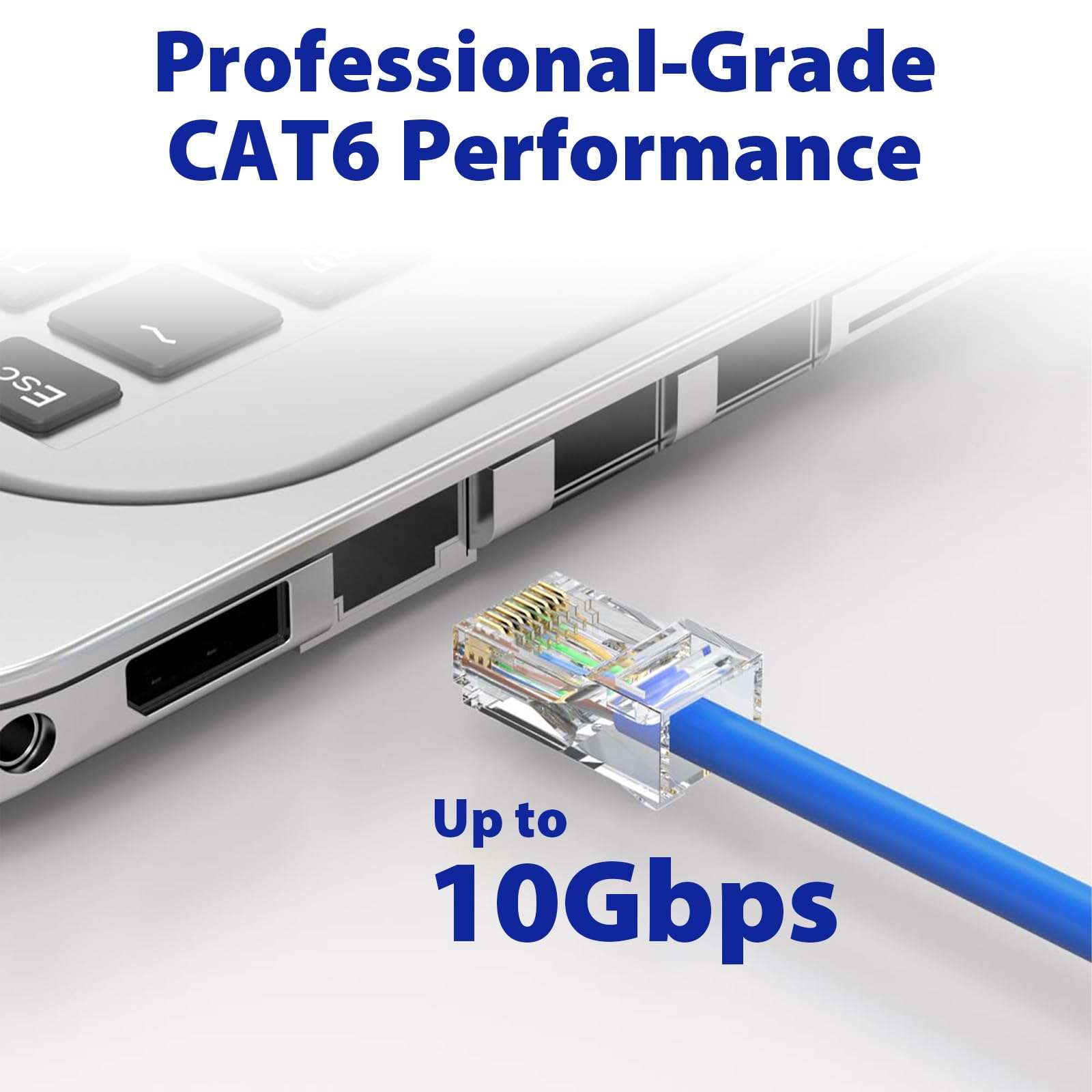 Cyberguys! CAT6 UTP Pass Through RJ45 Connectors – 50-Pack Gold-Plated 50μ 8P8C Modular Plugs, Supports 24–25AWG Ethernet Cables, 10Gbps High-Speed Network Ends, Easy Install with Crimp Tools 50-Pack 5