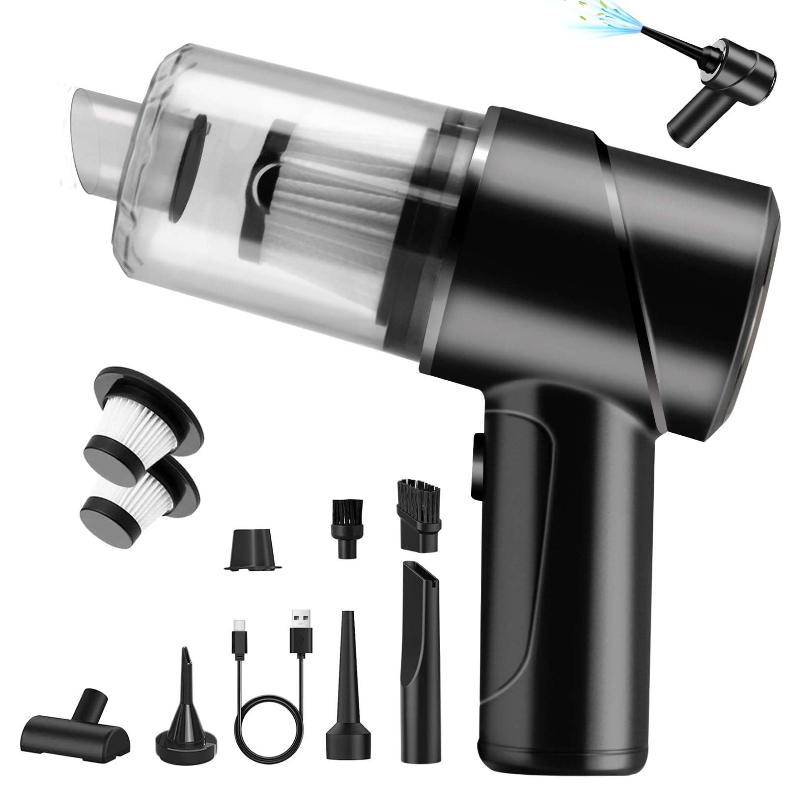 AGARELE Wireless Handheld Vacuum Cleaner, 12000Pa Car Vacuum Cleaner, Wireless 3-in-1 Vacuum Cleaner & Air Blower & Pump, Multifunctional Handheld Vacuum Cleaner with Brush for Car, Office, Home 1