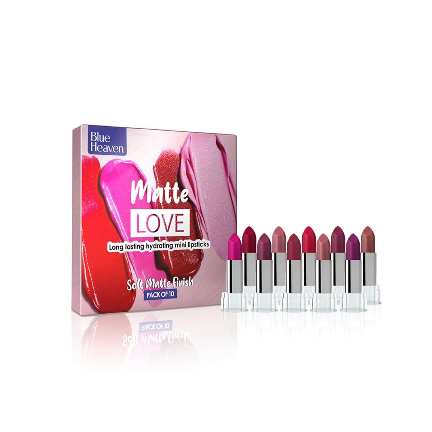 Love Mini Lipsticks pack of 10 | Long Lasting, Hydrating & Moisturizing Mini Roll on Lipsticks for Women | Soft-Matte Finish | 13g 1