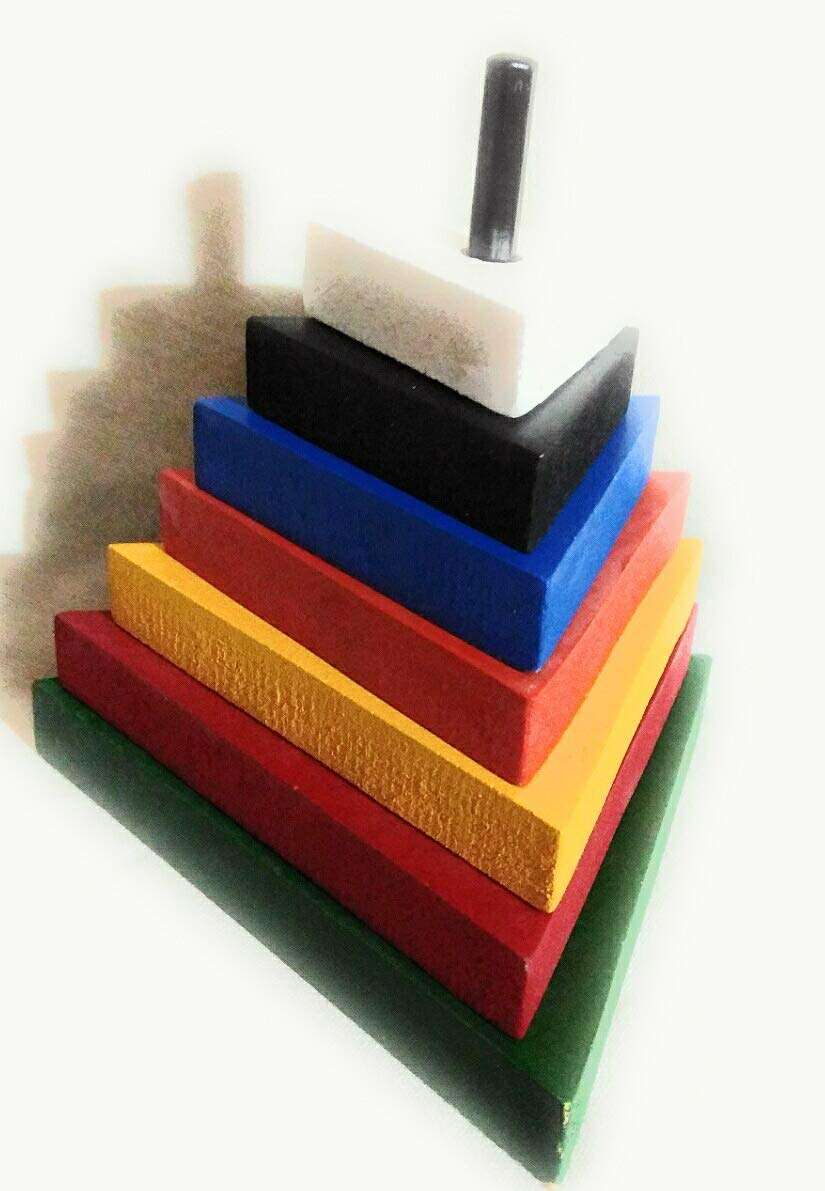 FUTUREZ KEY� Wooden Rainbow Stacking Tower,7 Pcs Triangle Puzzle Tower, Educational Toy Helps Kids Recognise and Sizes