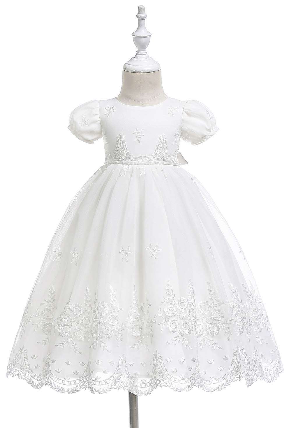 Meiqiduo Baby Girl Christening Dress Baptism Gowns Princess Wedding Party Formal Dresses (12M/12-15Months, Ivory) 2