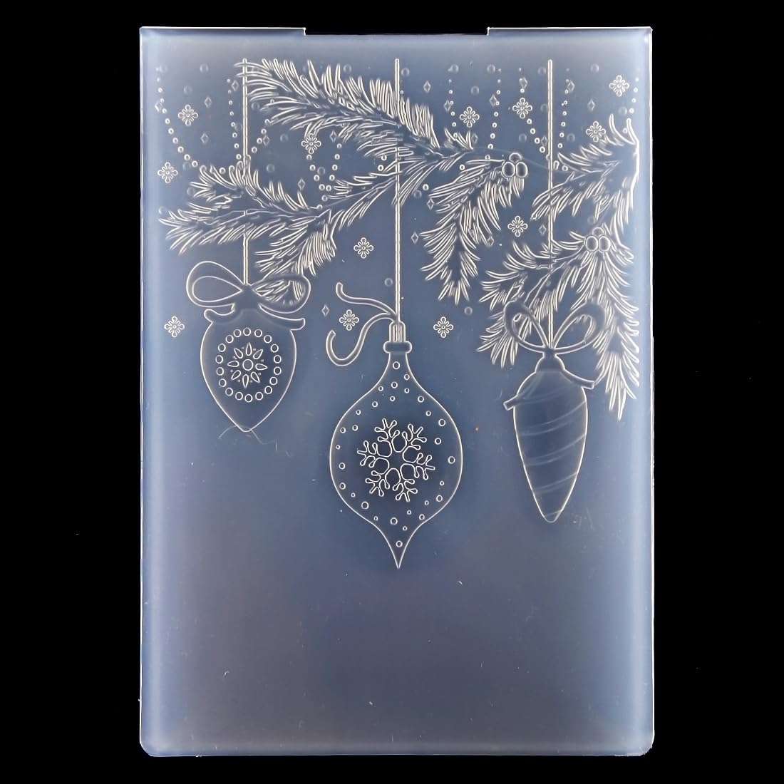 KWELLAM 3D Merry Christmas Ball Pine Branch Background Plastic Embossing Folders for Card Making Scrapbooking and Other Paper Crafts 4092605