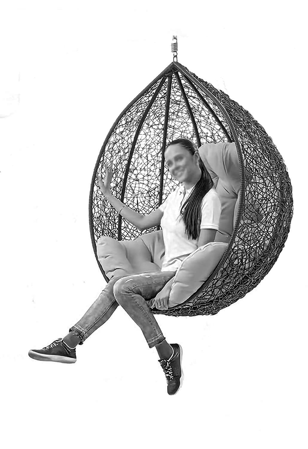 Jhula King Hanging Swing Chair, Cushion & Hanging Chain for Indoor Living Room Balcony Garden Patio 5