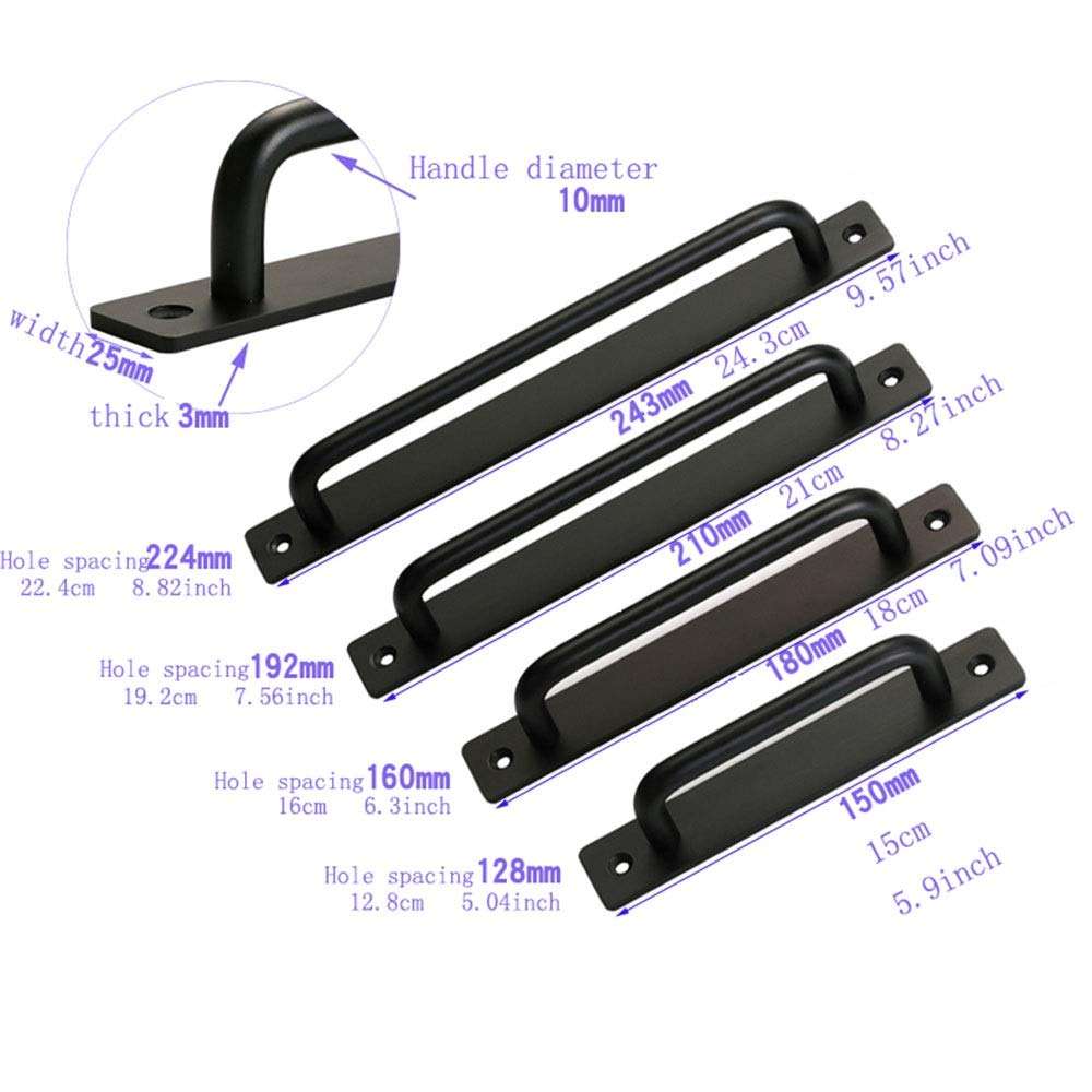 Door Handle Aluminum Alloy Drawer Handle Shop Window Wooden Door Handle Perforated Installation Push-pull Handle (Color : Matt black, Size : 15cm) 2