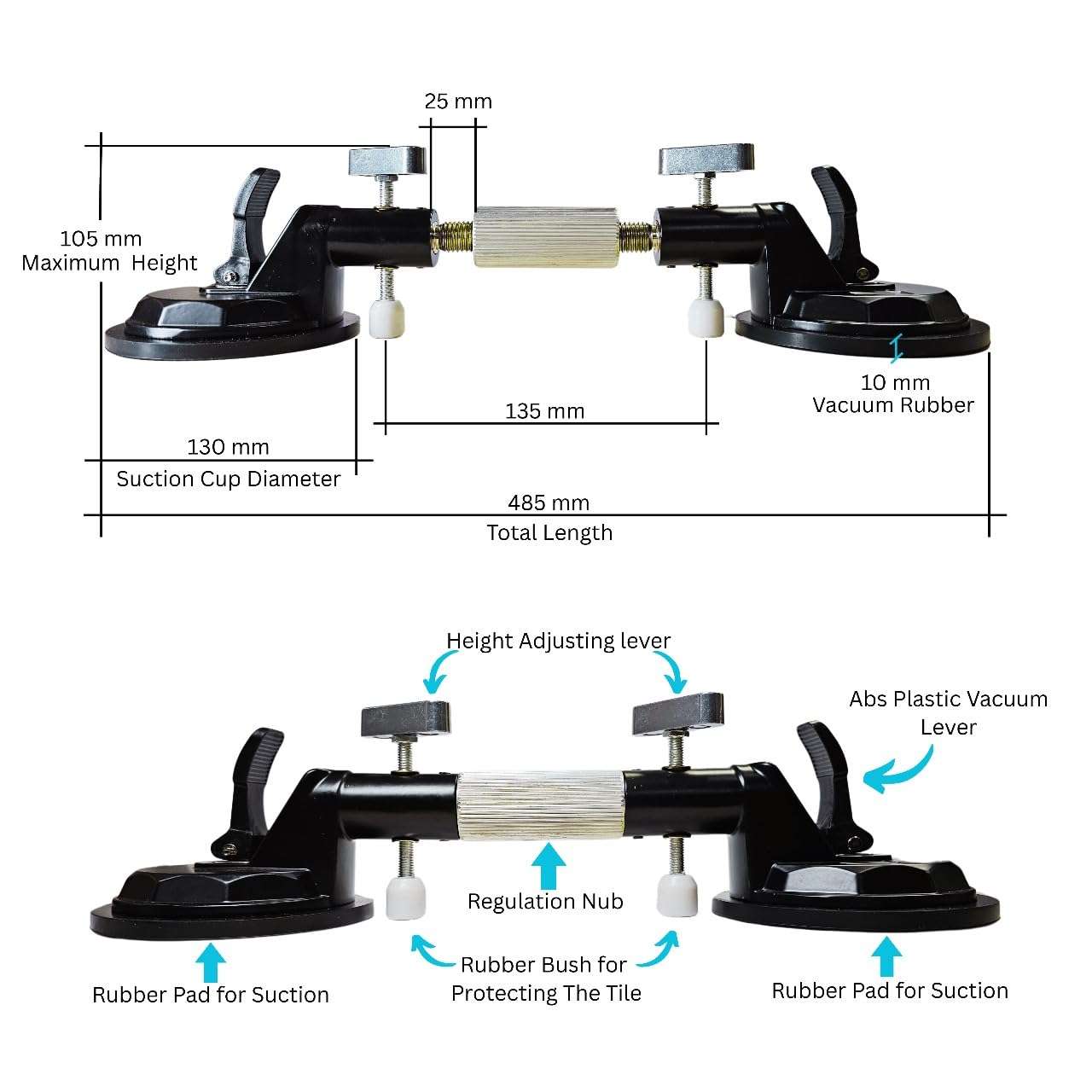 Facile® Easy Gap Regulator Double Suction Cup Tool | Perfect Tile Joint Alignment | Vertical & Horizontal Tile Laying | Seamless Tile Gaps | mm2mm Products – Precision Tile Leveling Tool 6