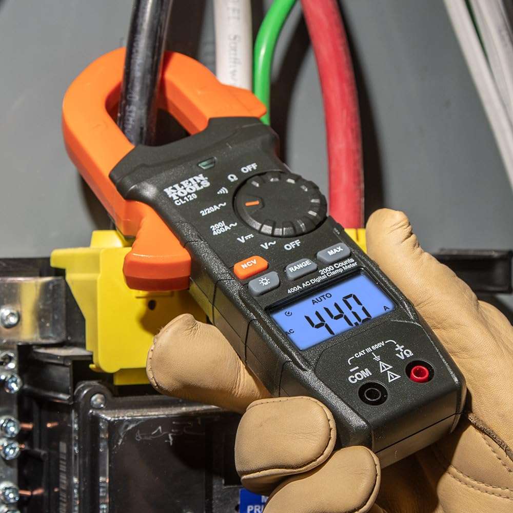Klein Tools CL120 Digital Clamp Meter, Auto-Ranging 400 Amp AC, AC/DC Voltage, Resistance, Continuity, Non-Contact Voltage Tester Detection 5