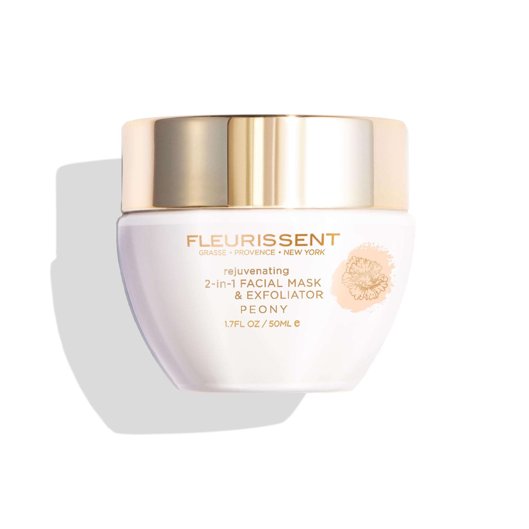 Fleurissent Enchanted Elixir - 2-in-1 Rejuvenating Peony Facial Mask & Exfoliator - Age-Defying, Floral Fusion, 99% Natural, 1.7 FL OZ / 50ML