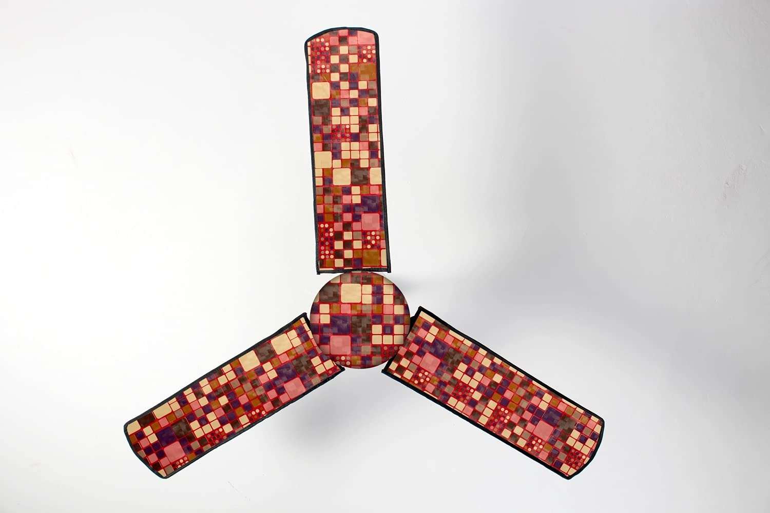 The Furnishing Tree Waterproof & Dustproof Three Blade Ceiling Fan Cover with Attachable End Enclosure Set of 2 Fan Covers Abstract Brown 4