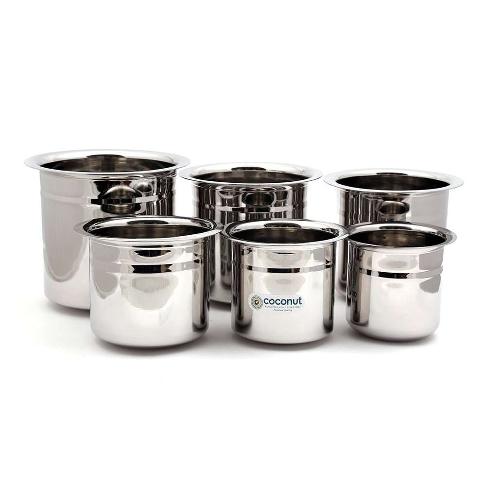 Coconut Stainless Steel Mini Kolga/Deep Tope - 200ml, 300ml, 500ml, 750ml, 1000ml, 1500ml - Milk Container/Oil cotainer/Grocery Container/Fridge Container 1