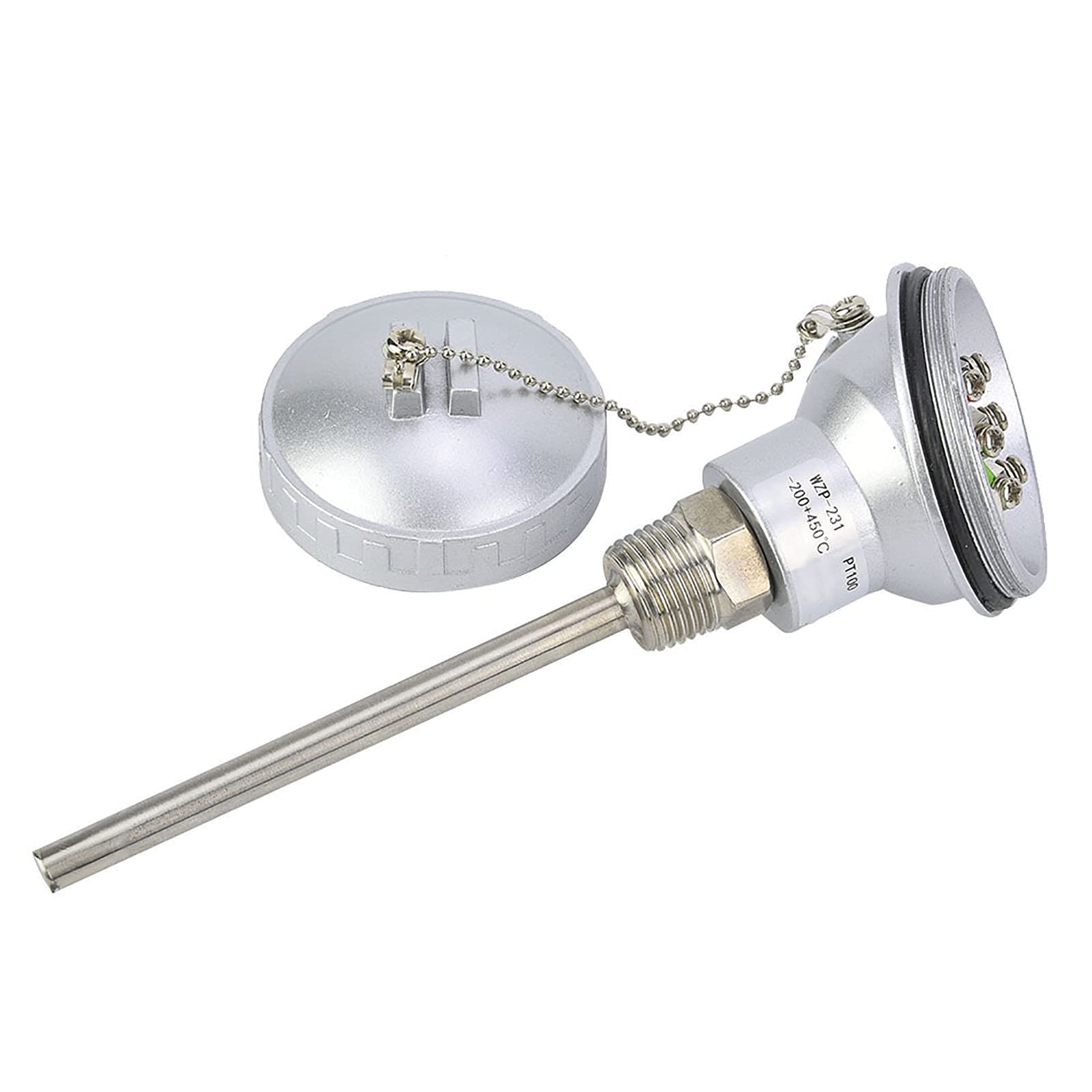 Thread Thermocouple Terminal Head, Universal Stainless Steel Anti Rust Durable Rtd Pt100 Temperature Sensor Probe for All Temperature Controllers 1 2" NPT(100mm) 3