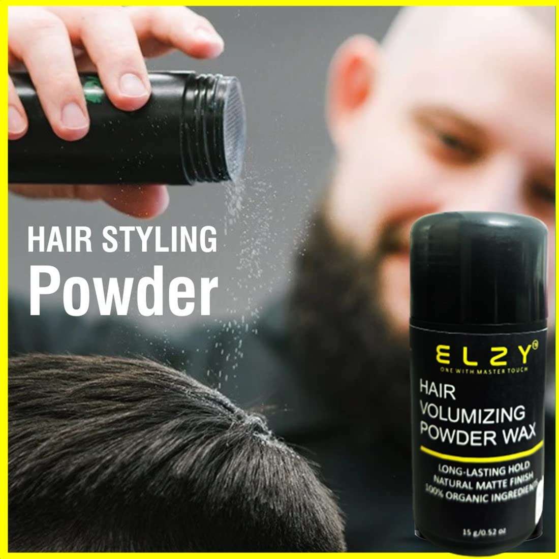 ELZY Hair Volumizing Powder Wax for Men | Matte Finish | 24 hrs Strong Hold | 100% Natural & Safe Hair Styling Powder | Paraben & Sulphate Free 3