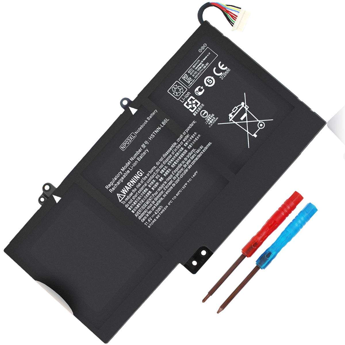 Gomarty 43WH NP03XL Notebook Battery for HP Pavilion X360 13-A010DX 13-A110DX 13-A012DX Envy 15-U010DX 15-U337CL HSTNN-LB6L TPN-Q146 TPN-Q147 TPN-Q148 TPN-Q149 760944-421 1
