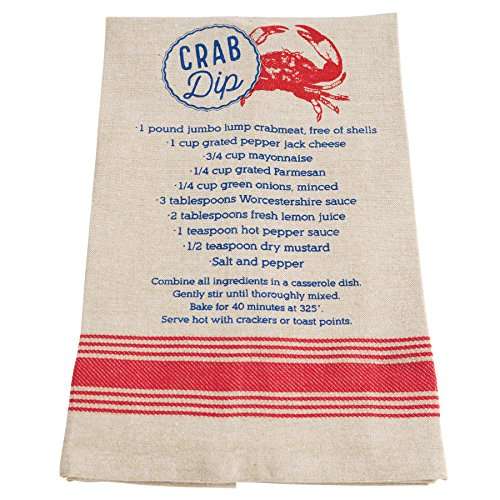 Mud Pie 4405190D Chambray Crab Dip Recipe Kitchen Towel 1