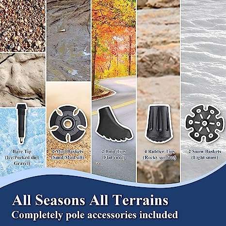 MARZIX Trekking Poles Shock Absorbing Adjustable Hiking or Walking Sticks for Hiking Collapsible Strong,2-Pack Lightweight Walking Pole, All Terrain Accessories and Carry Bag (Blue) 6