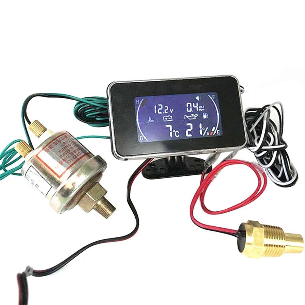 LOadSEcr's Home Improvement Tools, 4 in 1 LCD Digital Oil Pressure Voltmeter Water Temperature Oil Fuel Level Gauge Multi Hand Tools 5