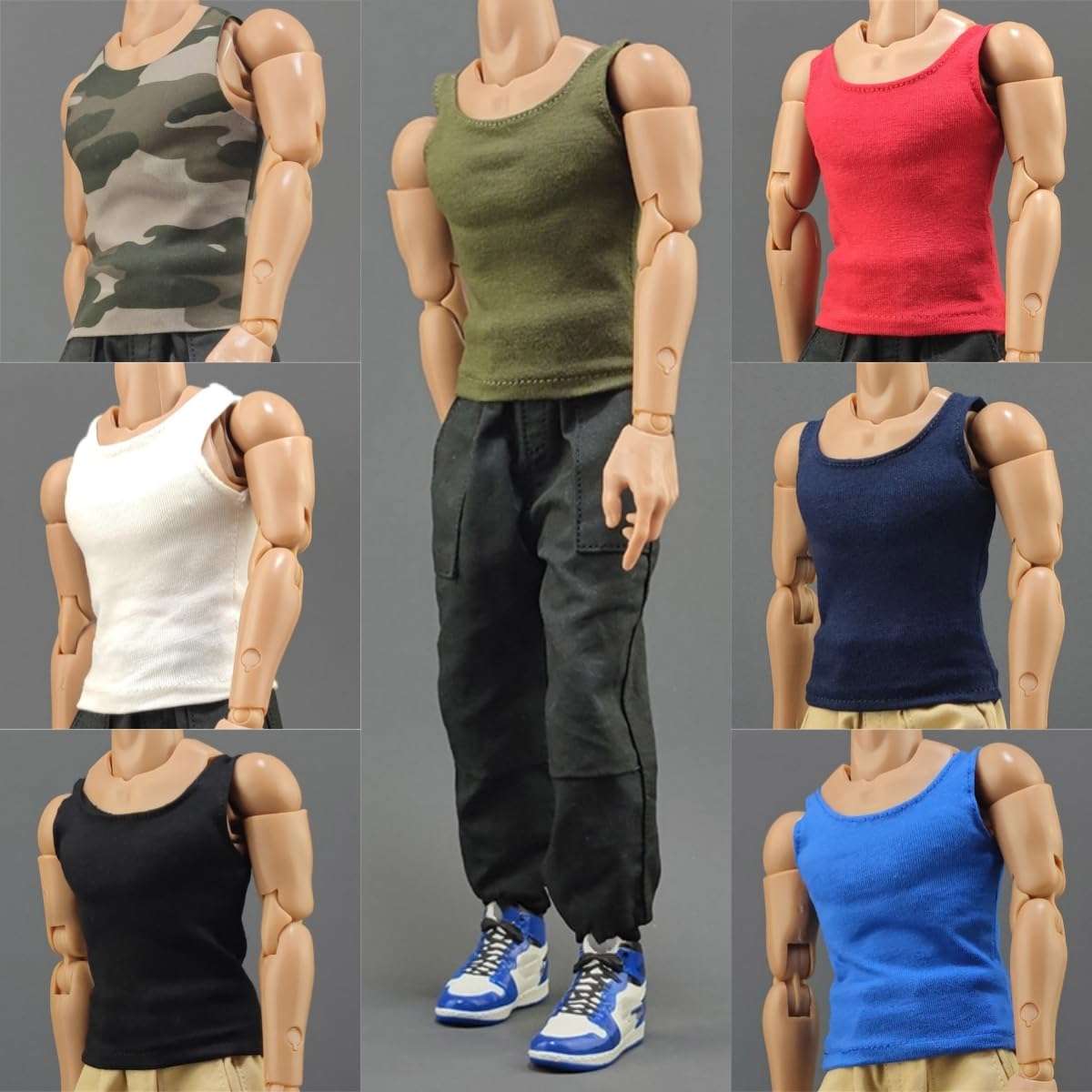 Panchitalk 1/6 Scale Soldier Tank Top Sport T-Shirt Sleeveless Vest Clothes for 12'' Male Action Figure Body(Black) 3